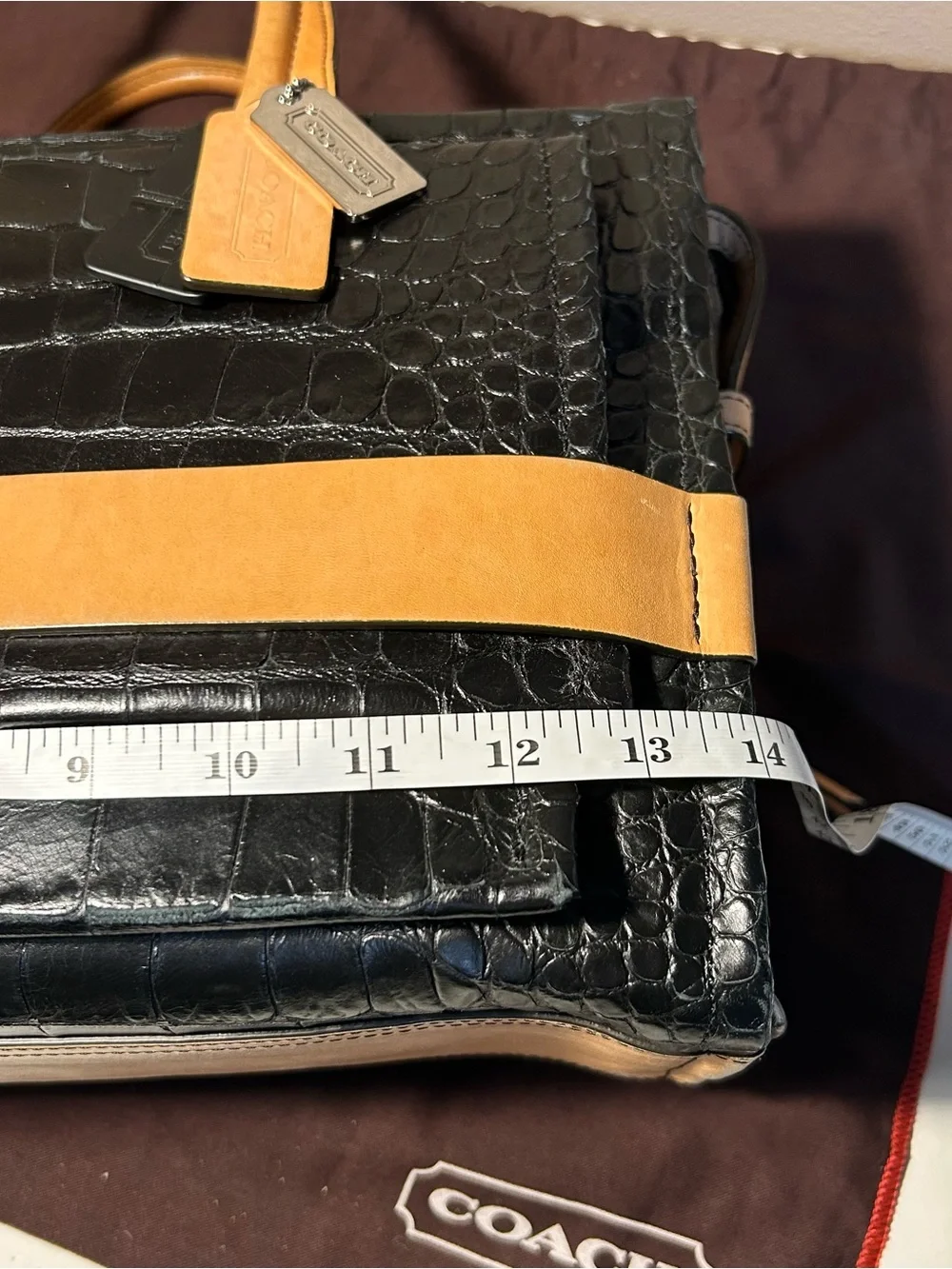 Coach Black Croc Embossed Carryall Satchel Tote Bleecker 28305 hang tags RARE